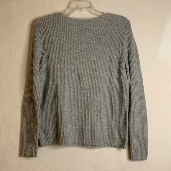 Halogen Wool Blend Pullover Gray Sweater Black Lace Up Size Small Petite - Picture 7 of 15